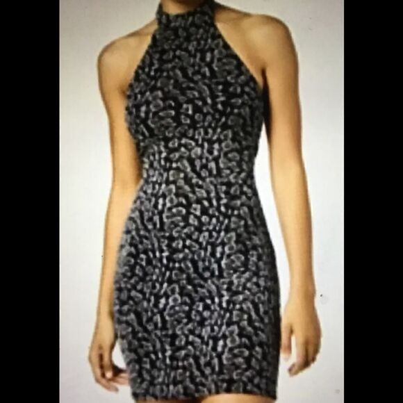 NWT~BEBOP Black/Gold Glitter Halter Party Dress L - Picture 1 of 3